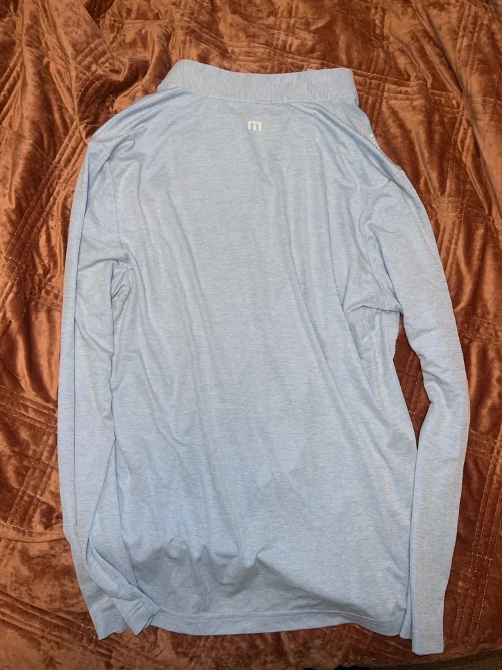 Travis Mathew light blue long sleeve quarter zip